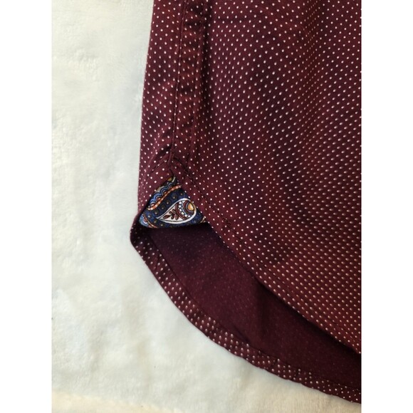 Denim & Flower Men's XL Maroon Red Polka Dot Button Down Shirt - Picture 4 of 11